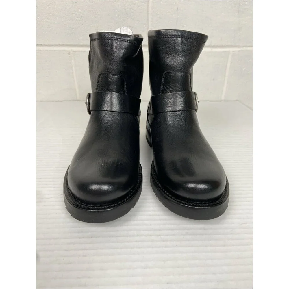 NEW Frye Veronica Women's Black Leather Buckled Bootie Waterproof Biker‎ Boots